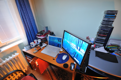 Home office room laptop desk computer