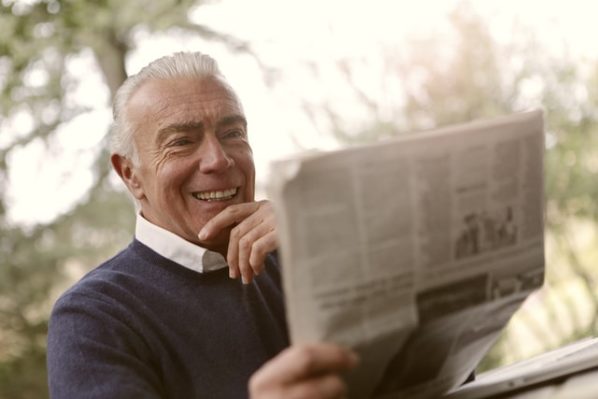 Elderly Man Reading Newspaper Retirement